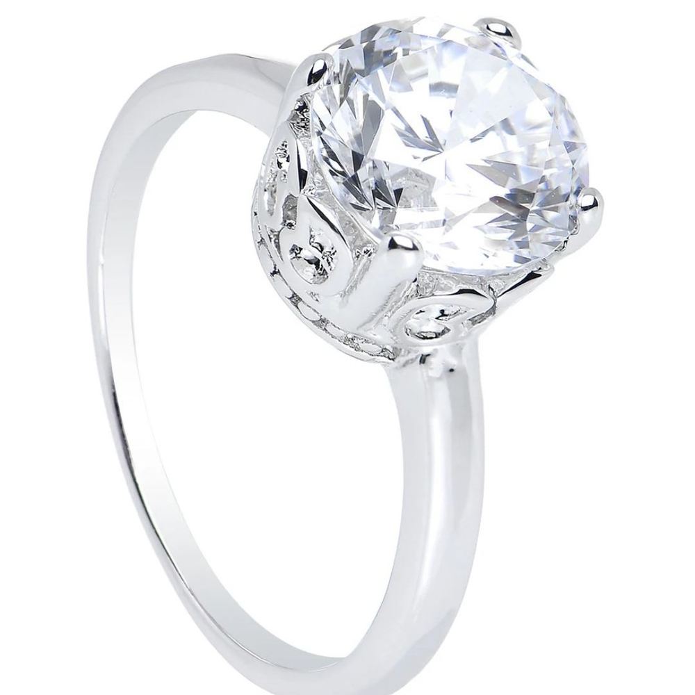 Clear Cubic Zirconia Pretty Princess Cocktail Ring